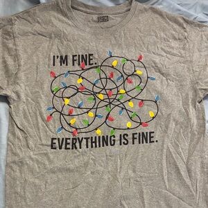 Brisco Gray Short Sleeve Tee with Colorful Lights Design CHRISTMAS